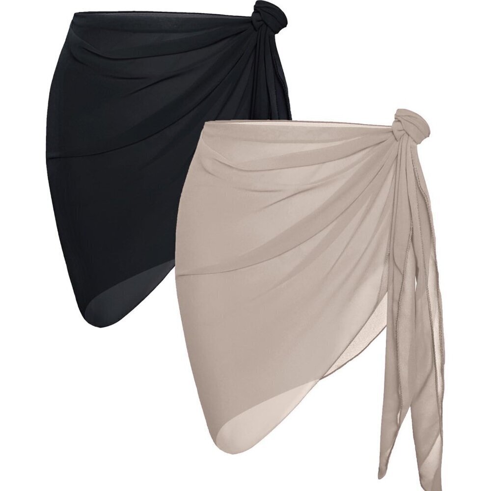 Women Beach Sarong Wrap Skirt Two Pieces Lightweight Quick Dry Pareo Cover Up
